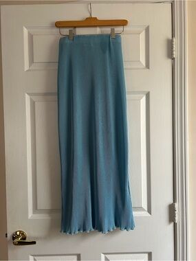 Princess Polly Sky Blue Ribbed Maxi Skirt
